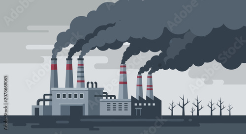 IndustrialSmokeStacksPollutionFactoryIllustration.