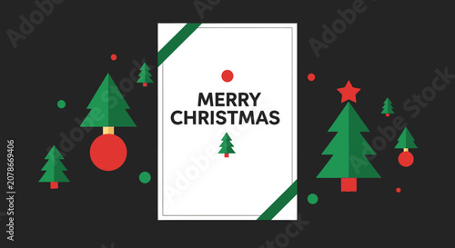 MerryChristmasCardDesignWithHolidayDecorations.