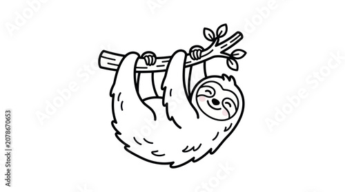 Konstfotografi Sloth Hanging Upside Down From Branch.