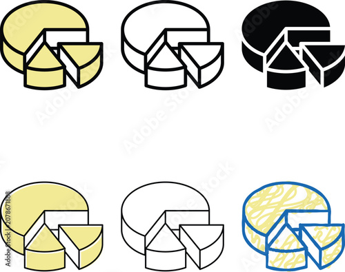 Foto cooked cheese food dairy product set color icon vector