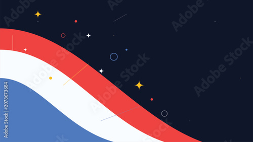 Foto French Flag Abstract Waves Bastille Day Celebration Modern Graphic Design for Na