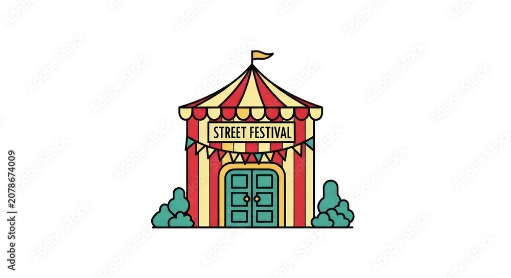 Fototapeta premium Colorful street festival tent illustration