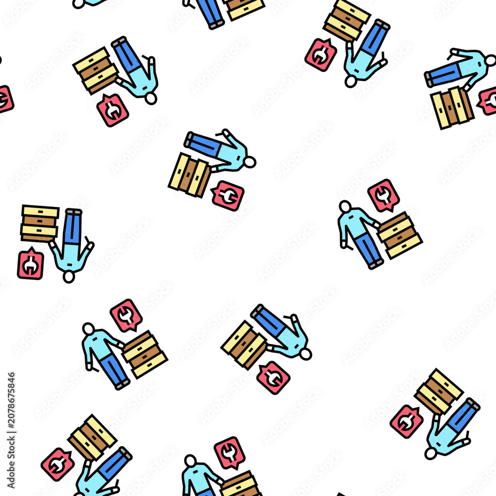 Fototapeta premium furniture assembler vector seamless pattern furniture assembler sign illustration