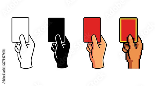 Four stylized hand‑and‑card icons, varying colors and styles, symbolizing identity, design aesthetics, representation, and creative visual communication.