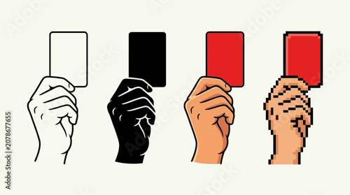 Four stylized hand‑and‑card icons, varying colors and styles, symbolizing identity, design aesthetics, representation, and creative visual communication.
