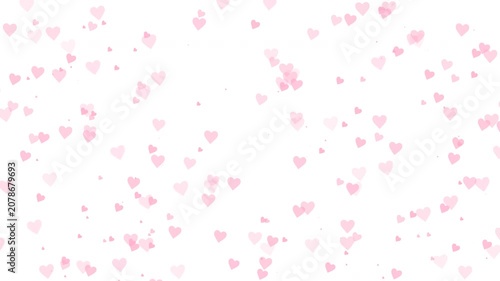 Soft Pink Hearts Falling on White Background