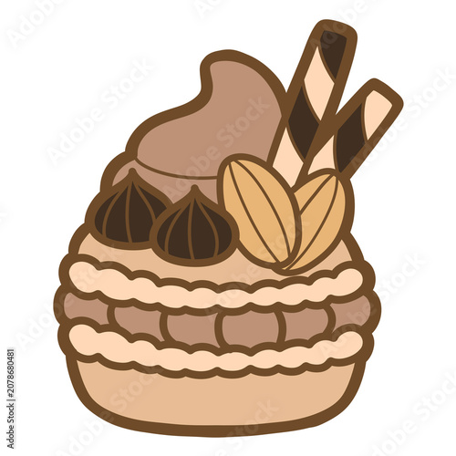 Cute macaron chocolate with cream Dessert clipart png 