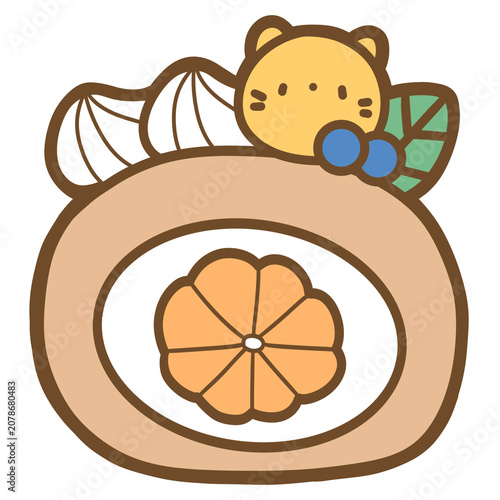 Cute Swiss roll with orange Dessert clipart png