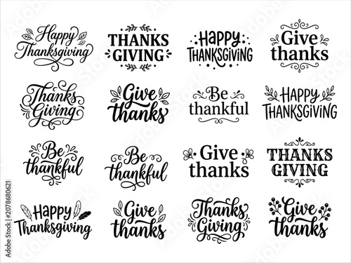 Thanksgiving greeting typography collection