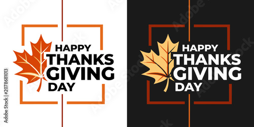 Happy thanksgiving day greeting cards with maple leaves