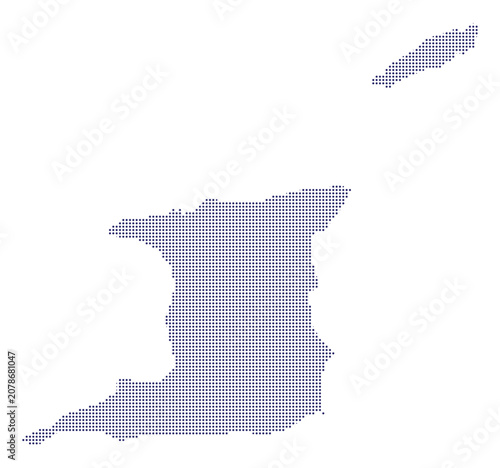 A detailed map of the country of trinidad and tobago, in a halftone dots map