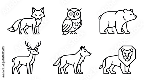 Canvas Print Line drawings of various wild animals.