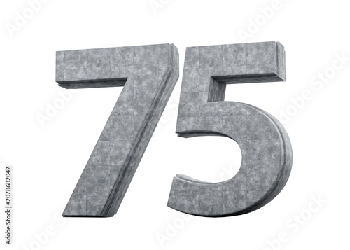 Konstfotografi Concrete Number Seventy Five 75 Digit Made Of Grey Concrete Stone White 3d Illus