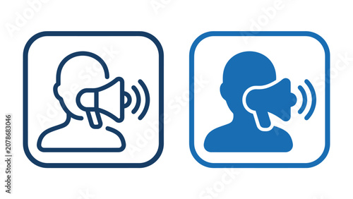 Foto Speech bubble with megaphone icon