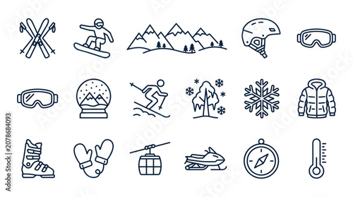 Canvastavla Skiing and snow sports equipment icons.
