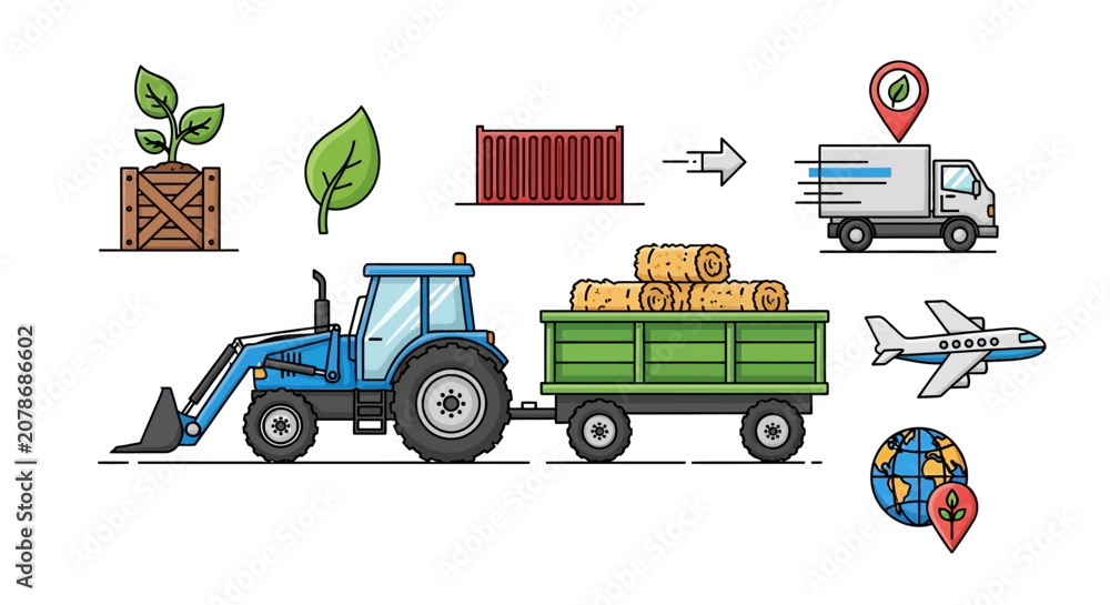 Naklejka premium Colorful cartoon vehicles and construction equipment set.