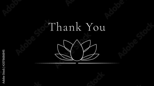 Thank You - Lotus Line Art Animation(Alpha Channel)