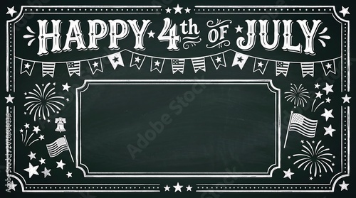 Patriotic 4th of July Chalkboard Style with Festive Decorations
