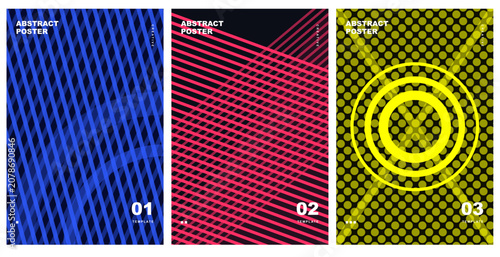 Abstract Posters Collection Neon Techno Geometric Vector Layouts for Futuristic Electronic Music Party Covers Wall Art