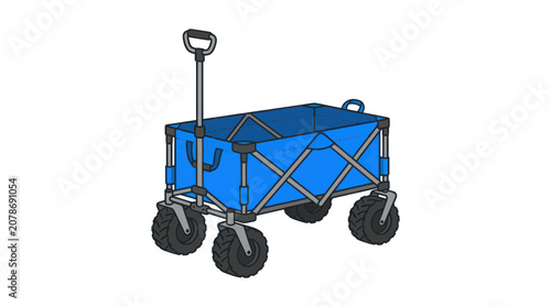 Tableau sur toile Blue collapsible utility wagon with heavy duty wheels for camping
