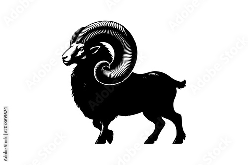 Black Sheep and Goat Vector Illustration Farm Animal Silhouette Icon Design with Cute Livestock Character Isolated on White Background