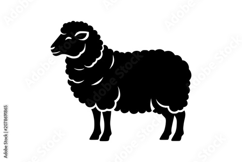 Black and White Sheep Vector Illustration Farm Animal Silhouette Icon Design for Agriculture and Livestock Theme