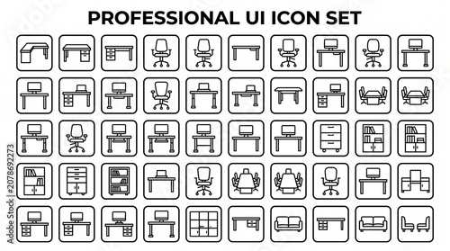 Modern Workspace Line Vector Symbols Pack