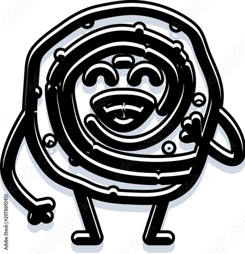 Принти на полотні Whimsical line art doodle character creating a happy, smiling face with expressi