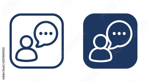 Obraz na płótnie Communication Icons: Simple graphic icons representing two individuals engaged in conversation, indicated by speech bubbles