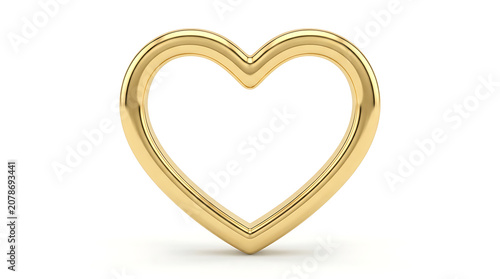 Golden heart shaped object on plain white background with love theme