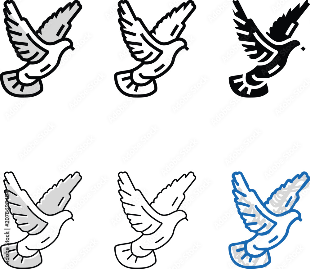 Fototapeta premium flying dove color icon styles vector. flying dove sign. isolated symbol