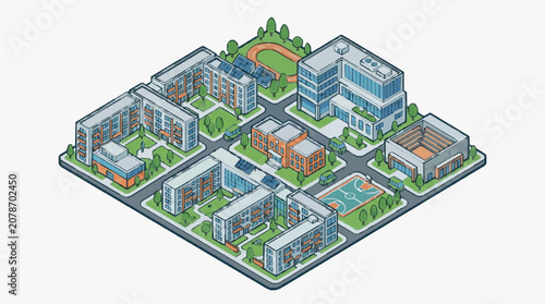 Tableau sur toile Urban City Skyline with Modern Buildings.
