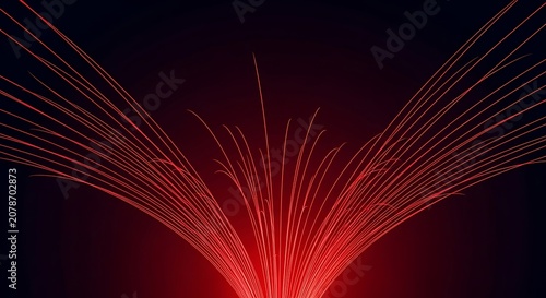 Red lines emanate upwards from a dark base, forming an abstract, dynamic design