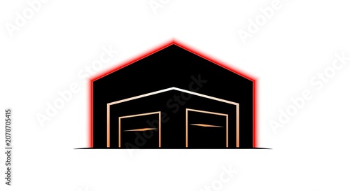 Simple black garage icon with red outline