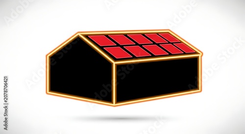 3D Rendered Hexagonal Pattern Gift Box with Golden Frame on White Background