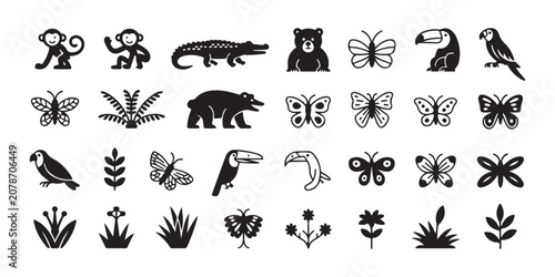 Photography Collection of Black and White Animal and Plant Icons