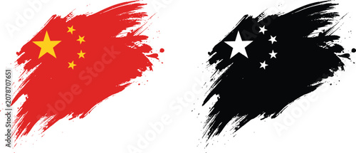 Fotografie China and puerto rico flag brush strokes