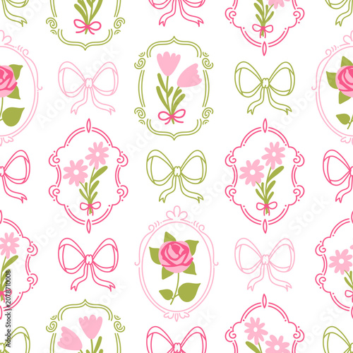 Flowers and frames seamless pattern