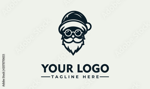 Billede på lærred Minimalist Santa Claus Head Character Vector Logo Illustration Design Template