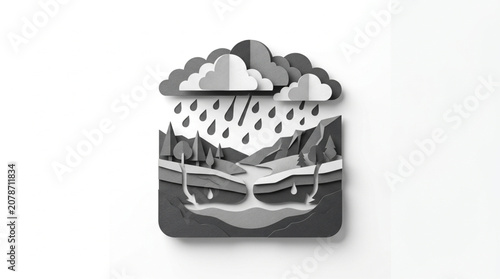 Canvas-taulu Water Cycle Illustration Showing Rain Clouds Mountains Rivers and Groundwater