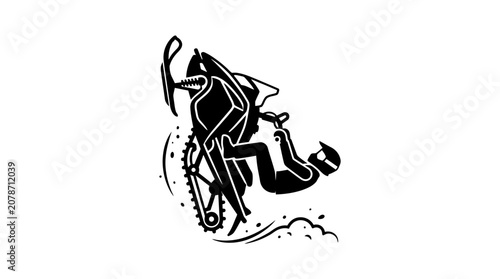 Snowmobile Rider Performing Freestyle Jump