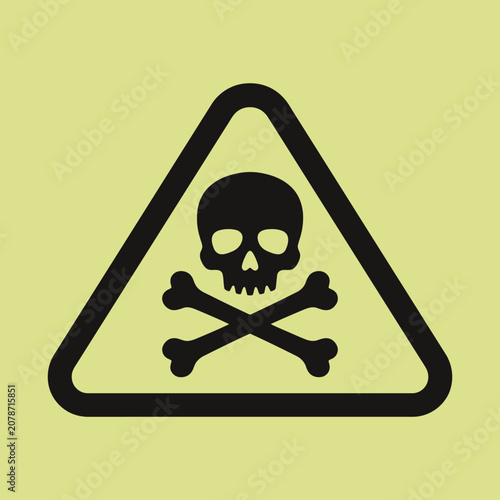 A black skull and crossbones sign inside a triangle