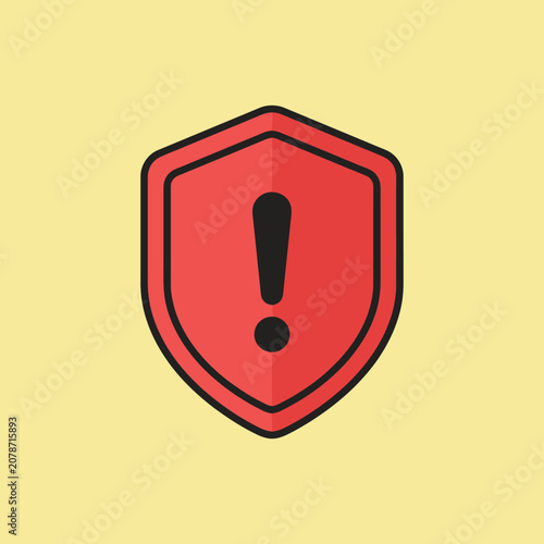 Red shield icon with a black exclamation mark
