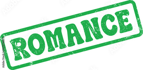 Tableau sur toile A charming green rubber stamp impression showcasing the heartfelt word ROMANCE f