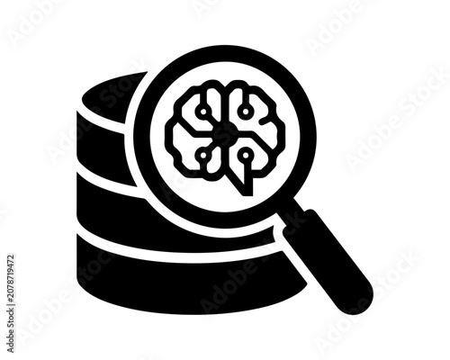 Brain under magnifying glass on stack Vector, illustration