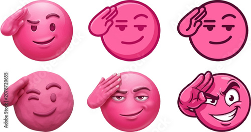 Fotografie Playful Saluting Emoji Faces