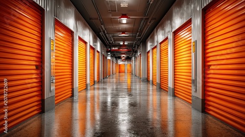 Bright Orange Storage Units in Modern Indoor Facility.