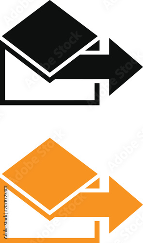 Slika na platnu Black and orange email send icon set representing outgoing mail messages and dig