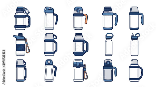 Tableau sur toile Reusable water bottles and insulated thermos flasks collection