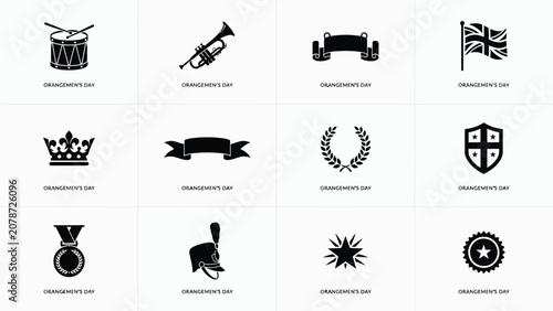 Принти на полотні Vibrant black and white iconset celebrating cultural heritage and tradition with